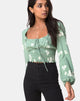 Image de Carmen Top in Mono Flower Green