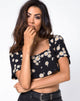 Image de Cavazza Crop Top in Grunge Daisy Floral