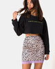 Image de la jupe Cherry en satin animal avec dentelle lilas