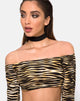 Image de Coga Off Shoulder Top in Zips Zebra Brown