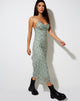 Image de Cotina Midi Dress in Sage Flower Buds Black Flock