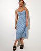 Image de Cotina Midi Dress in Blue Flower Buds Black Flock
