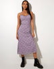 Image de Cotina Midi Dress in Lilac Flower Buds Black Flock