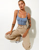 Image de Darau Crop Top in Rib Powder Blue