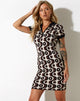 image de Daxia Mini Dress in Wavy Geo Ivory Brown and Black