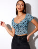 Image de Deyha Crop Top in Love Bloom Grey and Blue Flock