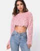 Image de Diabla Crop Jumper in Shaggy Knit Sugar Pink