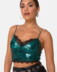 Image de Drilly Top in Teal Mini Sequin With Black Lace