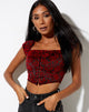 Image de Elis Crop Top in Brocade Flower Black and Red