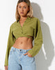 image de Elyse Crop Top in Linen Rami Green