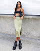 Image de la jupe midi Tindra en satin Olive