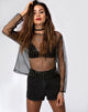 Image de Ether Longsleeve Top in Gold Glitter on Net Black