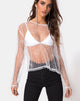 Image de Ether Longsleeve Top in White Glitter on Net White