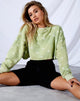 Image de Fawly Crop Top in Small Graffiti Flower Sage