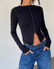 Image de Fenrin Long Sleeve Butterfly Jersey Top in Black