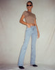 Image de Jeans effilochés à taille basse en bleu clair délavé