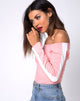 Image de Gadice Bodice Off The Shoulder en rose pâle avec des rayures blanches