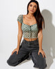Image de Ganika Crop Top in Sage Flower Buds Black Flock