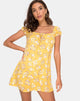 Image de Gaval Mini Dress in Rose Bunch Yellow