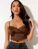 Image de Gemlou Cami Top in Satin Brown