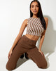Image de Gimon Crop Top in Diagonal Checker Tan and Ivory