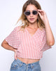 Image de Gios Wrap Top in Spot Stripe Pink and White