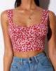 Image de la veste Gladis Crop Top in Ditsy Butterfly Peach and Red