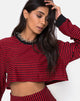 Image de Goce Crop Top in Mini Stripe Red and Black