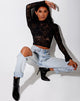 Image de Gracy Crop Top in Brocade Rose Flock Black