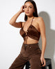 Image de Halpi Crop Top in Satin Rich Brown
