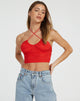 image de Haltri Crop Top in Satin Rose Scarlet