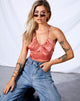 Image de Haltri Crop Top in Satin Coral