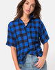 Image of Hawaiian Oversized Shirt in Tartan Blue