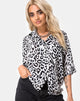 Image de la chemise hawaïenne en mono animal gris et blanc