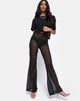 Image de Herlom Pantalon évasé en résille noire
