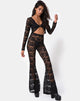 Image de Herlom pantalon évasé en dentelle noir