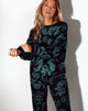 Image de Glo Sweatshirt en fleur de dragon noir et menthe