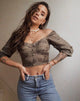 Image de Flory Crop Top en Satin Rose Silver Grey