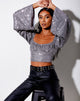 Image de Ireny Crop Top in Drape Sequin Silver