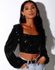Image de Irene Crop Top in Drape Sequin Black