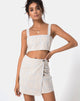 Image of Wrap Over Skirt in Tonal Plaid Almond