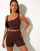 Image de Kala Short in Rib Deep Mahogany with Brown Stitching