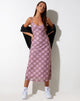IMAGE de la robe longue Kalana à carreaux roses flous
