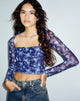 Image de Kalula Top imprimé à manches longues, coloris Pretty Floral Navy