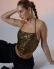 image de Ketida Crop Top in Drape Sequin Copper