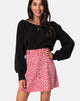 Image of Kheb A-line Skirt in Ditsy Rose Red and Silver