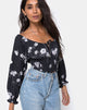 Image de Lancer Crop Top in Mono Flower Black