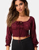 Image de Lancer Crop Top in Satin Rose Burgundy
