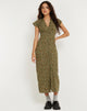 image de Larin Midi Dress in Grungey Floral Khaki