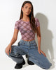 image de Tiney Crop Top in Pink Blurred Check